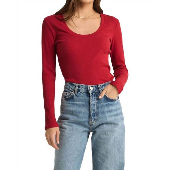 NEW Z SUPPLY sirena rib tee in haute red - Picture 1 of 3